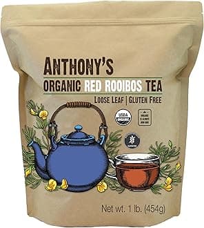 Anthony's Organic Red Rooibos Loose Leaf Tea, 1 lb, Gluten Free, Non GMO, Non Irradiated, Keto Friendly