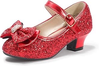 PANDANINJIA Girls Toddler/Little Kid Jada Dress Mary Jane Pumps Bow Low Heels Party Wedding Princess Shoes