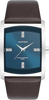 Armitron Men's Genuine Crystal Accented Leather Strap Watch