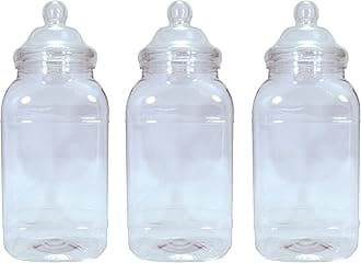 Set of 3 Empty Large Victorian Plastic Sweet and Food Storage Jar with Screw Top Lid 4430ml ®
