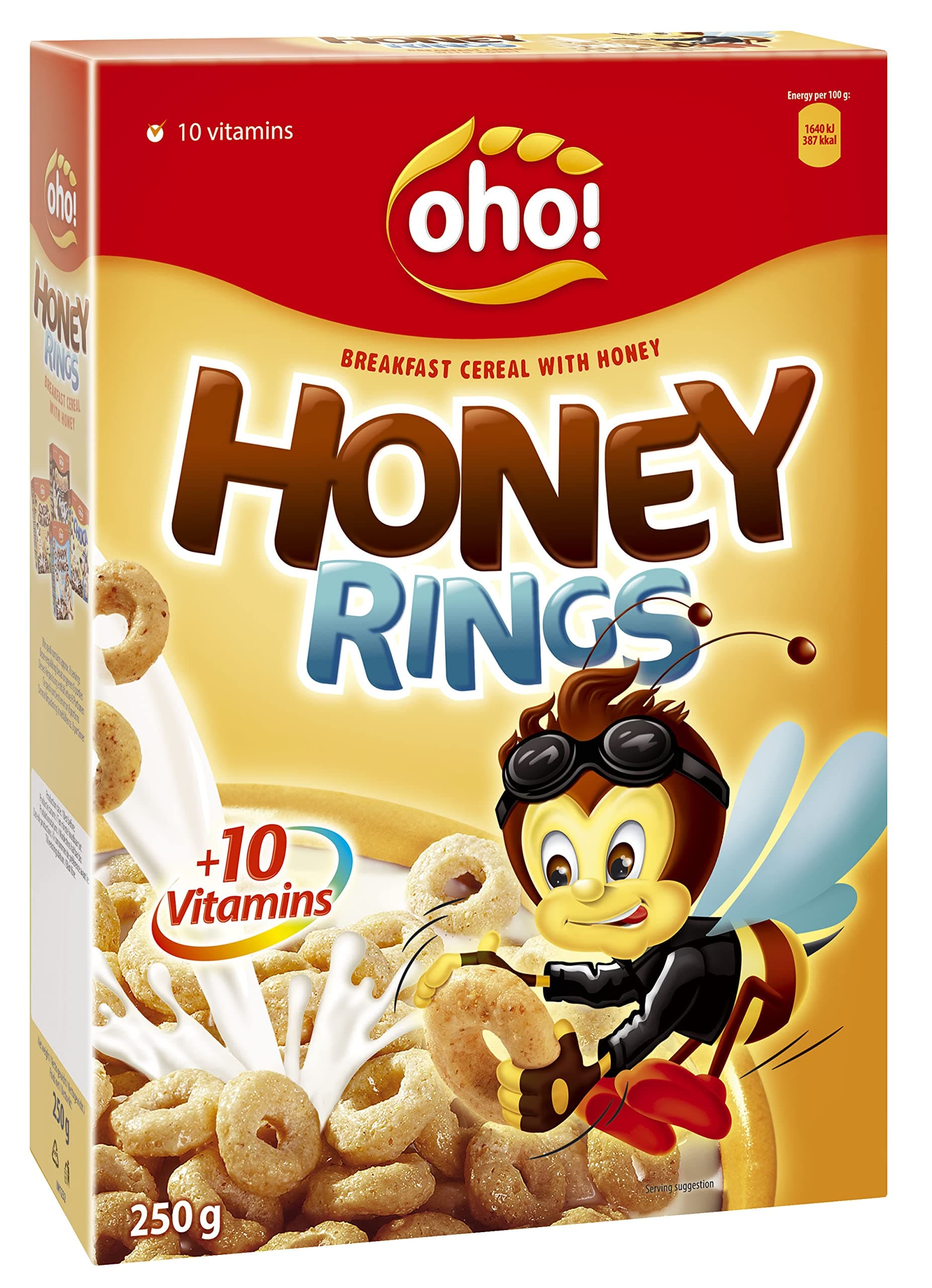 Oho Cornflakes Honey Rings Breakfast Cereal 250 g