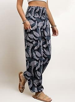 QIANXIZHAN Women's Harem Pants, High Waist Yoga Boho Trousers with Pockets