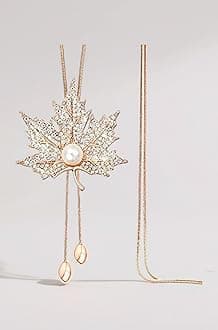 Shining Diva Fashion Latest Stylish Design Crystal Flower Long Chain Pendant Pendant for Women (Golden) (10785np)