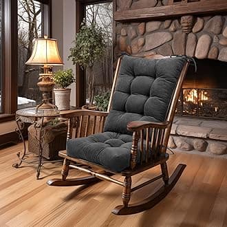 Lokex Rocking Chair Cushion Only,Tufted Non-Slip Comfortable Rocking Chair Cushions Indoor with Ties,Striped Rocking Chair Pads
