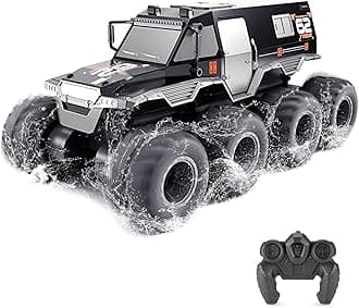 Amphibious Remote Control Car, 8WD RC Cars, 2.4GHz Remote Control Boat, Waterproof Off Road RC Monster Truck, All Terrains Electric Armored Vehicle Crawler for Adults (Black)