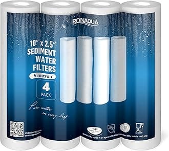 Ronaqua 5M-4PK 5-Micron Sediment Water Filter Cartridge WELL-MATCHED with P5, AP110, WFPFC5002, CFS110, RS14, WHKF-GD05, 4-Pack