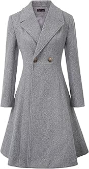 CURLBIUTY Women's Pea Coat Double Breasted A Line Long Trench Coat Winter Dress Coat with Pockets