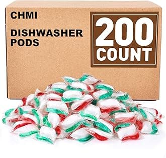 CHMI 200 Count Dishwasher Pods, suitable for 24-hour drying of stains and grease, no pre-rinsing required. CHMI dishwasher capsules are suitable for use in dishwashers or sinks.