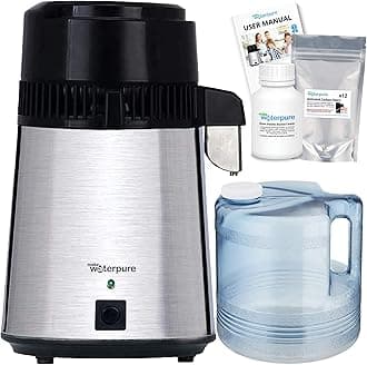 Water Distiller For The Home, 100% Stainless Steel, New Latest Model, BPA Free Jug, 3 Years Filters FREE, 200g Residue Cleaner FREE by No.1 Trusted Supplier Water Pure