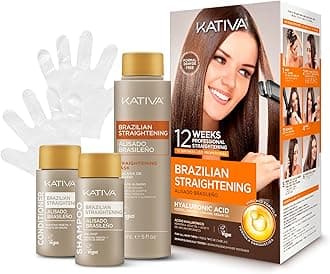 Brazilian Straightening Kit, 12 Weeks of Home Use Professional Straightening, with Organic Argan Oil, Shea Butter, Keratin & Amino Acids, for Straighter, Softer and Shinier Hair, All Hair Types