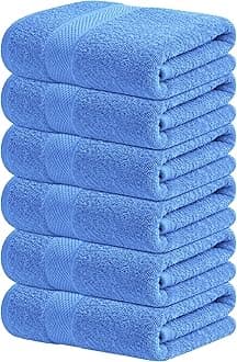 Infinitee Xclusives Premium Hand Towels 6-Pack (40 x 72 cm) – 100% Cotton, Super Absorbent, Quick-Dry Towels for Bathroom, Hotel, Salon & Gym Use |Eloquent Blue|
