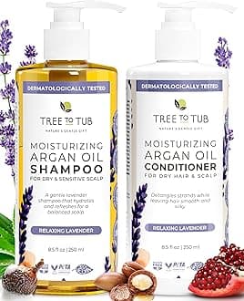 Lavender Shampoo and Conditioner Set for Dry Hair, Dry Scalp, Frizz - Moisturizing Argan Oil Shampoo and Conditioner for Women & Men w/Organic Natural Aloe Vera