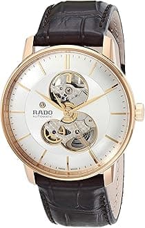 Rado Unisex Coupole Classic Leather Swiss Automatic Watch, Silver (R22895025), White, Automatic