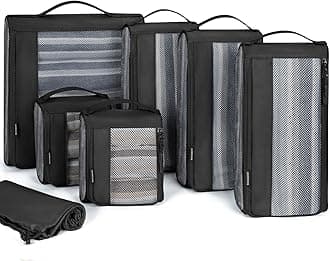 BAGSMART Keep Shape Packing Cubes, 7 Set Packing Cubes for Travel, Lightweight Travel Cubes for Packing, Suitcase Organizer Bags Set for Travel Essentials