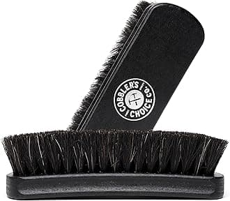 Shoe Brush - 100% Horsehair Shoe Brush - Concaved Handle for Premium Grip (Black)