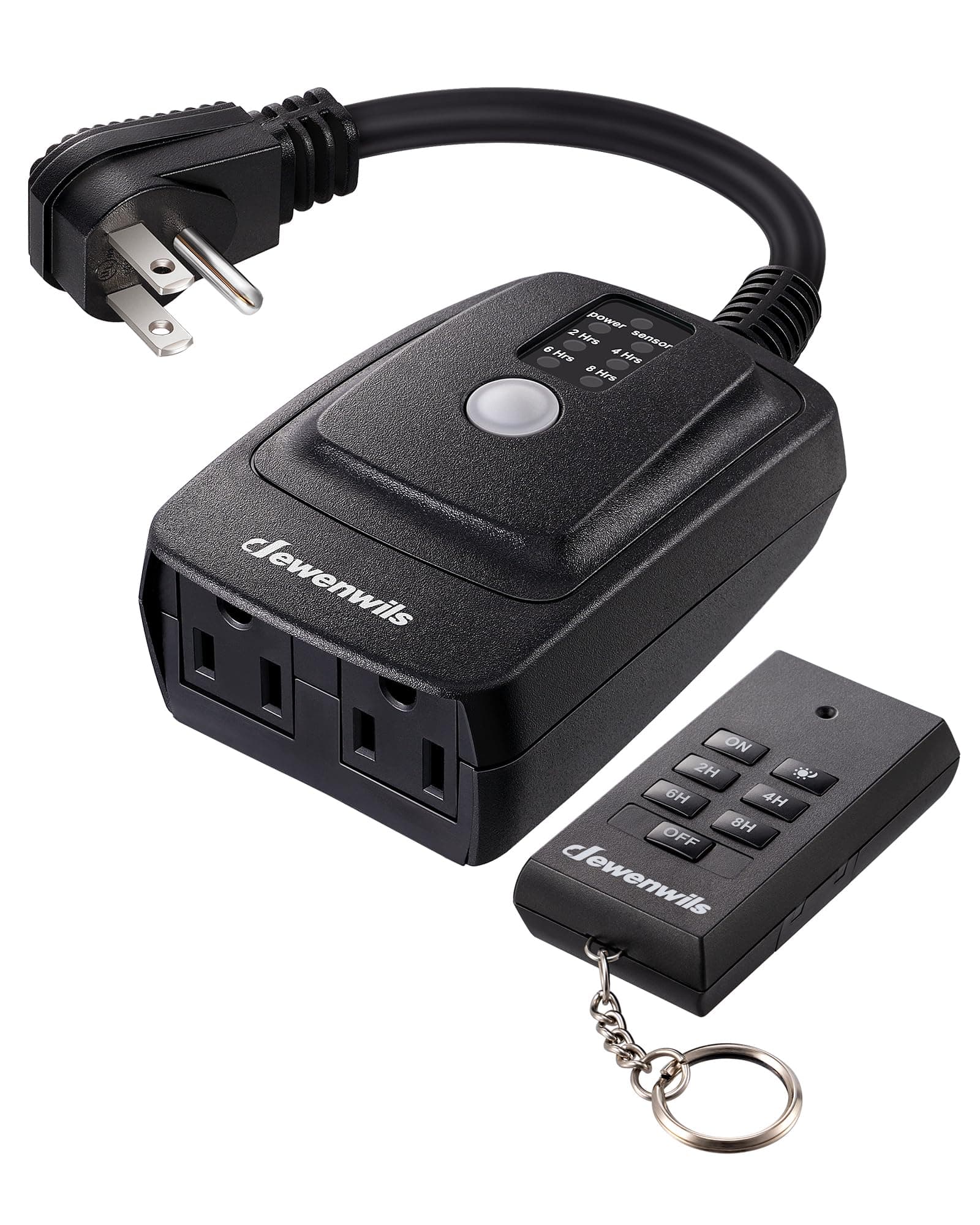 DEWENWILS Outdoor Timer Outlet Waterproof, Outdoor Timer for Lights, 100 ft Remote Control with 2 Grounded Electrical Outlets for Outdoor String Lights, 15A 1/2HP UL Listed