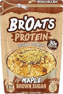 Br'Oats High Protein Oatmeal With 30g Of Protein Per Serving - Protein Packed Gluten Free Delicious Tasting High Protein Oats (Pack of 1, Maple Brown Sugar)
