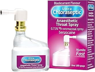 Ultra Chloraseptic Anaesthetic Throat Spray, 15ml, Blackcurrant Flavour, fast acting relief for sore throat pain