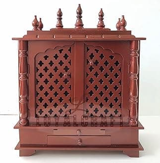 LOYALCRFAT Wooden Temple Large Size 24x12x30 Home Temple/god Stand/Pooja Stand/mandap/mandir with Doors (Large 24x12x30 WxDxH INCH, Polish Rosewood Colour)