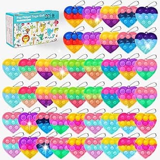 57PCS Kids Party Favors Fidget Toys Bulk Its Birthday Party Favors for Toddlers Adult, Small Classroom Prizes Box Fidgets Toys for Kids, Goodie Bag Stuffers, Treasure Chest, Pop Fidget Keychain