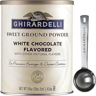 Chocolate Company Sweet Ground White Chocolate Gourmet Flavored Powder 3.12 lb with Ghirardelli Stamped Barista Spoon