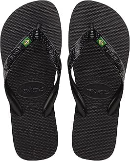 Men's Brazil Flip Flop Sandals, Black, Size 13 Mens
