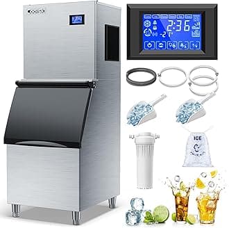- Coolski Commercial Ice Maker Machine 350LB/24H, 22'' Air Cooled Ice Machine Commercial Clear Cube/Efficient Cooling/Durable Construction, Ideal for Restaurants/Bars/Hotels, ETL Approved