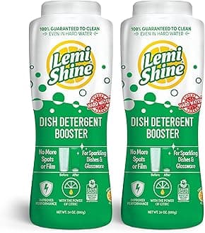 Lemi Shine Dish Detergent Booster, Award-Winning Multi-Use Citric Acid Cleaner (24 oz Container, 2 Pack Bundle)