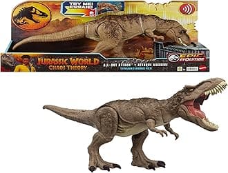 Mattel Jurassic World: Chaos Theory Netflix - All-Out Attack Tyrannosaurus Rex Dinosaur Action Figure Toy, with Rampage Attack, Chomp & Roar & Evolved Spikes, Digital Play, Ages 4 Years & Up, HXF54
