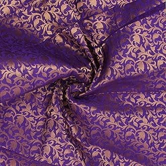 Purple Brocade Art Silk Fabric Solid Pattern Fabric for Sewing Wedding Lehenga Crafting Home Decor by The Yard