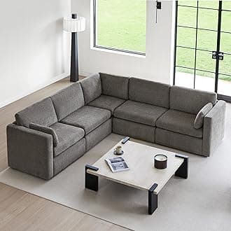 CHITA Oversized Modular Sectional Fabric Sofa Set, FSC Certified Extra Large 5 Seat V Shaped Corner Sectional Cloud Couch for Living Room, 106 inch Width, 4 Seat and 1 Middle Corner, Grey