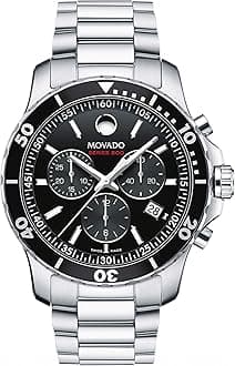 MovadoSeries 800 Men's Watch - Swiss Quartz Chronograph Movement, Stainless Steel Link Bracelet - 20 ATM Water Resistance - Luxury Fashion Timepiece for Him - 42mm