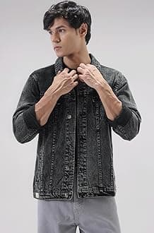 Urbano Fashion Men's Regular Fit Washed Full Sleeve Denim Jacket