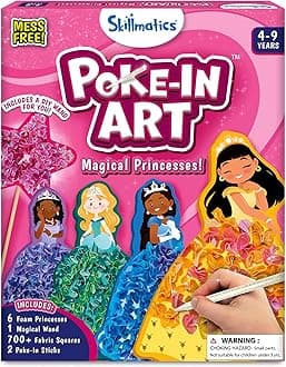 Skillmatics Poke-in Art - Magical Princesses, Mess-Free Fun for Kids, DIY Wood Craft Kits, Creative Activity, Easter Gifts for Girls & Boys Ages 4, 5, 6, 7, 8, 9