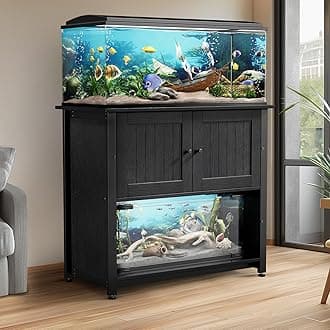 Tatub 40-50 Gallon Fish Tank Stand with Cabinet, Metal Aquarium Stand for Accessories Storage, Reptile Tank Turtle Terrariums Table Bearable 1000LBS, Accommodates 2 Aquariums