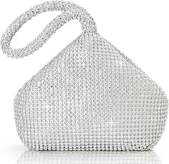 Women's Rhinestone Clutch Evening Bags Sparkly Glitter Triangle Purse for 1920s Party Prom Wedding