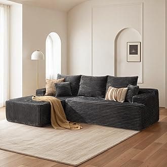 104" Cloud Sectional Couch with Comfy Chaise, Boneless L Shape Sofa with Deep Seat, Minimalist Modular Couches Sleeper for Living Room Bedroom Apartment Lounge,Gray