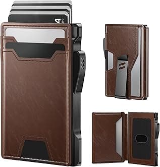 typecasePop Up Wallet: Slim Wallet with Money Clip, Rfid-blocking, Minimalist, Small, Thin, Compact Card Case, Magnetic Bifold, Front Pocket Wallet, 9-13 Card Capacity, Mens Wallet - Oil Wax BrownClimeCo Certified