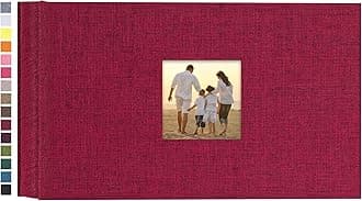 potricher Small Photo Album 4x6 100 Photos Linen Cover Picture Photo Book for Family Wedding Anniversary Baby Vacation (Red,100 Pockets)
