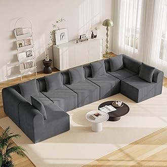 wanan 197.6'' Modular Sectional Couches for Living Room with Deep Seat, L-Shape Cloud Sofa Couch, High Density Memory Foam, Boneless Upholstered Couches, Easy Assembly (Dark Gray, 7 Seats)