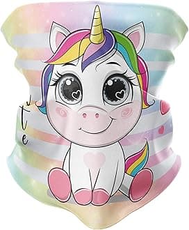 Girls Balaclava Skiing Face Cover, Unicorn Gifts for Girls Pink Multifunctional Headwear Snood Scarf Neck Gaiter, Motorcyle Face Protection Sun Dust Wind Proof Outdoor (Cute Unicorn)
