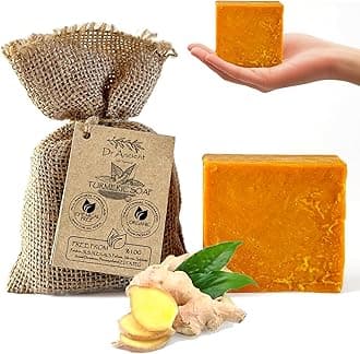Dr.Ancient Turmeric Soap Bar, Organic Soap Bars Handcrafted the Traditional Way, Natural Chemical-Free, Vegan, Used for Face Wash, Body Wash, and Hand Cleansing, Moisturizing, Nourishing Care
