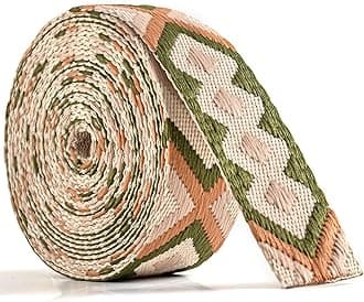 Cotton Webbing 1.5 Inch 2 Inch - Heavy Webbing Strap for Bags, Arts and Crafts, High Density Webbing Jacquard Embroidery Style