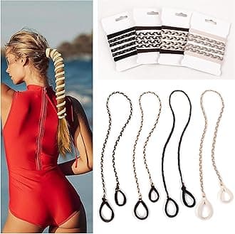 Sport Hair Ties for Women - 4 Pony Tails Elastic Ties for Gym & Swimming - 30 Inch Length