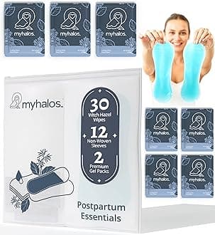 MyHalos® 44pcs Perineal Ice Packs For Postpartum & 30 Witch Hazel Wipes For Hemorrhoids, Soothing Witch Hazel Pads Postpartum Ice Pack, Perineal Cold Pads Postpartum