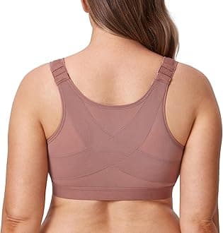 Delimira Women's Front Fastening Bras Non Wired Posture Correcting Back Support Post Surgery Bra Plus Size Comfort