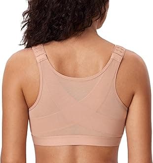 DELIMIRA Women's Front Closure Posture Wireless Back Support Full Coverage Bra