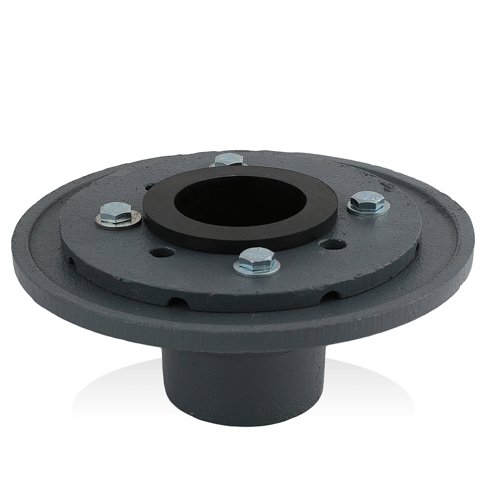 - LUXE 2 Inch Cast Iron Shower Drain Base with Rubber Gasket