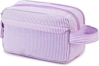CAMTOP Travel Toiletry Bag for Kids Cute Toiletry Bags for Boys Girls Waterproof for Toiletries Accessories Bathroom Stuff, Strip Purple