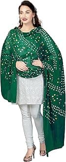 RANI SAAHIBA Women's Cotton Dupatta, Green, One Size